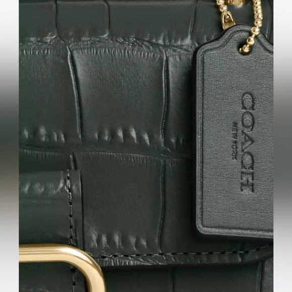 COACH ‘Morgan’ Square Crossbody Bag. Fab croc print Deep Green leather. 🤩 - Picture 7 of 7